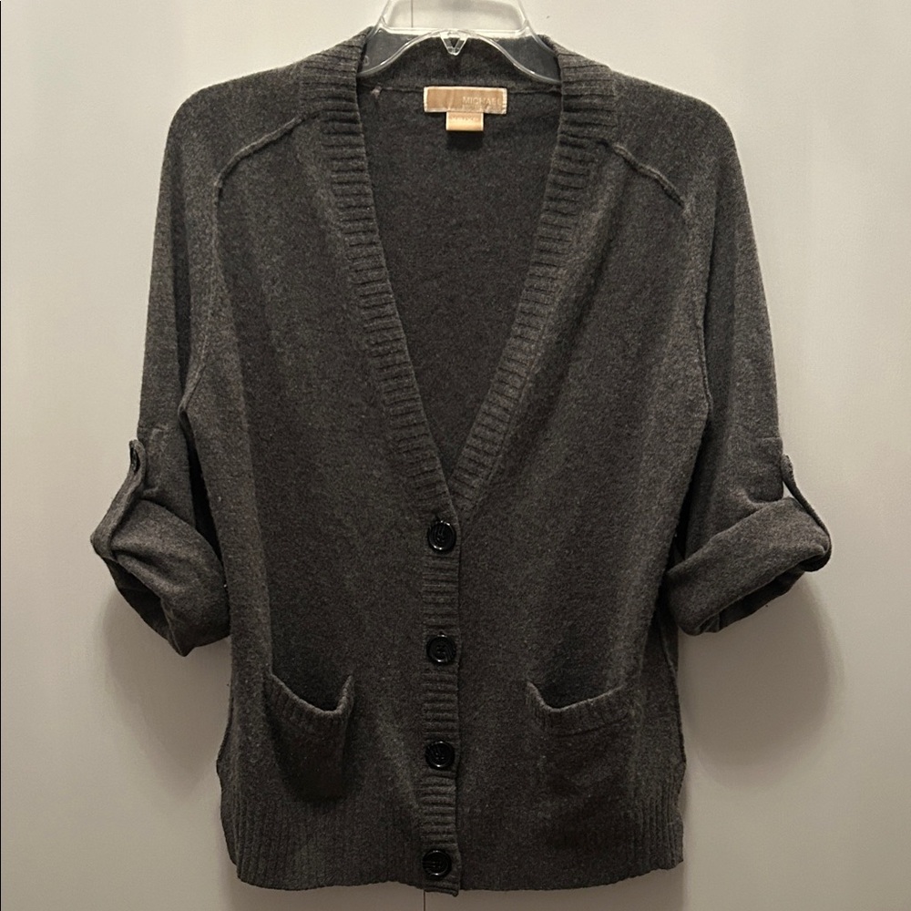 Michael Kors Charcoal Button-Up Cardigan